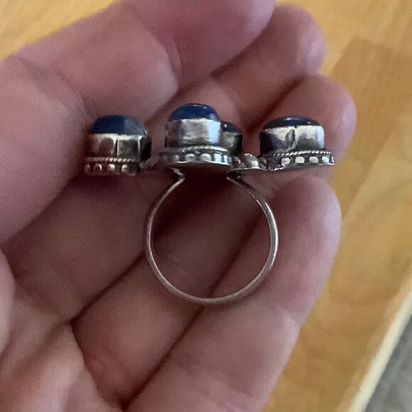 sterling SILVER 925 VINTAGE LAPIS LAZULI WOMAN RING SIZE US 7.5 - Picture 7 of 9